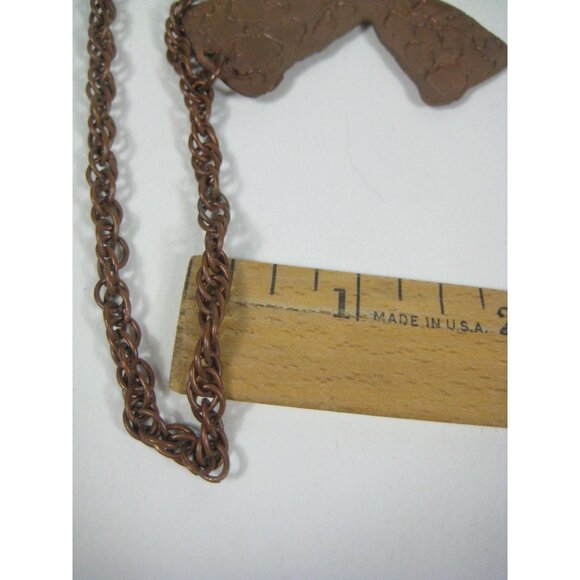 Handmade Copper Cross Pendant Necklace Floral Design Hammered CVG 30 inch Vintag - Picture 4 of 16